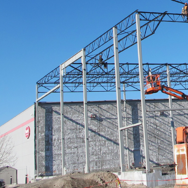 external framing of Sweet Candy Company by Center Point Construction