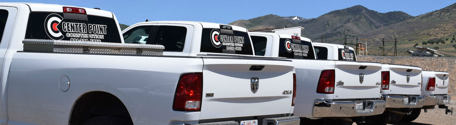 Fleet of trucks owned by Center Point Construction employees