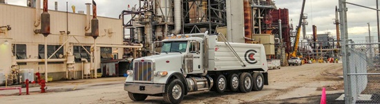 Dump truck parked in a industrial park at an oil refinery in northern Utah